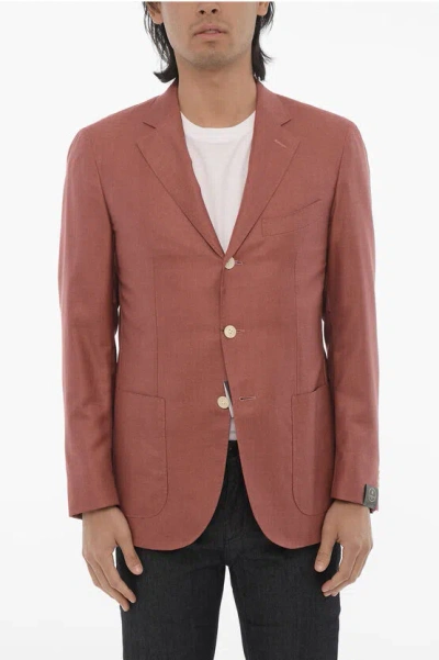 Corneliani Cashmere And Silk Side Vents Notch Lapel Sartoria 3-button B In Brown