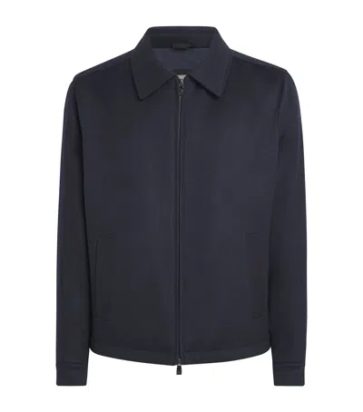 Corneliani Cashmere Collar Jacket In Blue