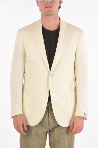 Corneliani Cashmere Silk Academy Soft Blazer With Notch Lapel In Neutral