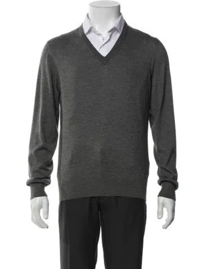 Pre-owned Corneliani Cashmere V-neck Pullover In Gray