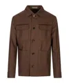 Corneliani Button-up Multi-pocket Jacket In Brown