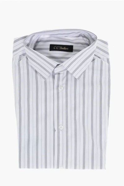 Corneliani Cc Brothers Cotton Shirt With Balanced Stripe Motif