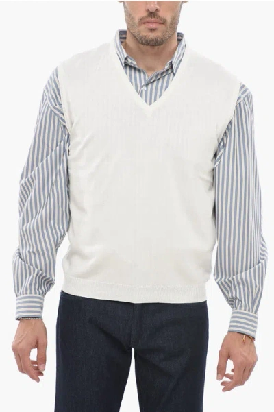 Corneliani Cc Brothers V-neck Sleeveless Cardigan In Beige