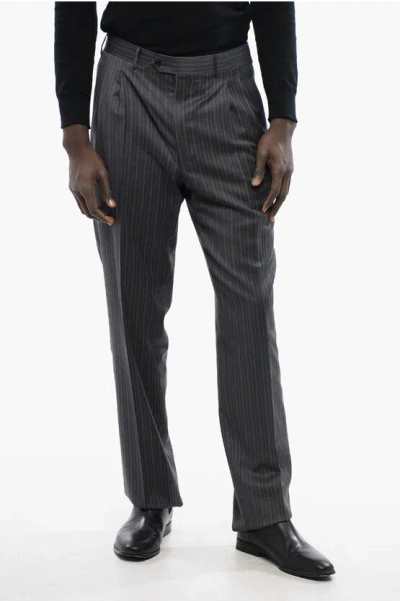 Corneliani Cc Brothers Virgin Wool Pants With Pinstriped Pants In Gray