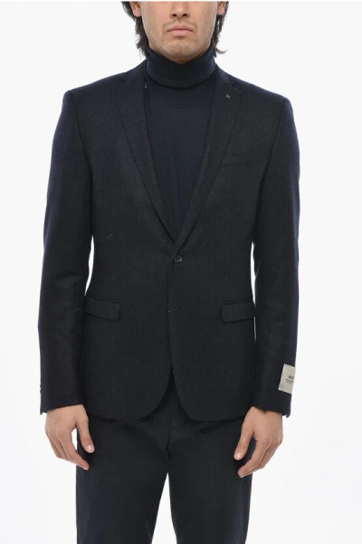 Corneliani Cc Colelction Virgin Wool And Cashmere 2-buttons Lined Blaze In Blue
