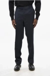Corneliani Cc Colelction Wool Pants With Scalloped Hem In Blue