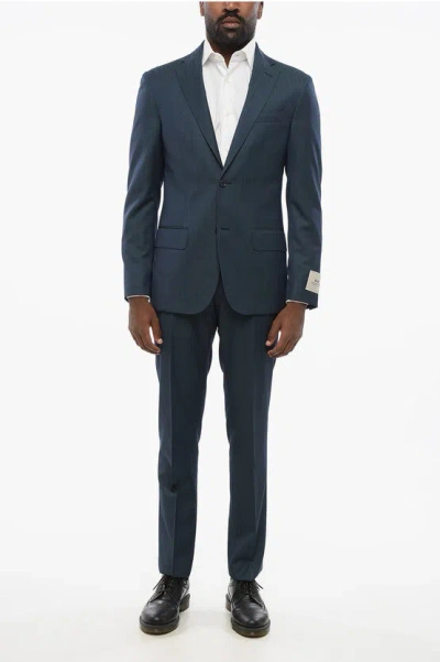 Corneliani Cc Colellection Virgin Wool Two-button Suit With Two Vents A In Blue