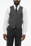 Corneliani Cc Collectio Striped 5 Buttons Refined Wool Blend Vest