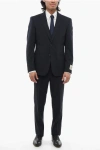 Corneliani Cc Collection Virgin Wool Refined Suit With Micro Houndstoot In Blue