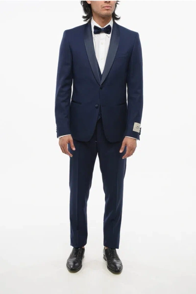 Corneliani Cc Collection 3-piece Reset Suit With Satin Shawl Lapel
