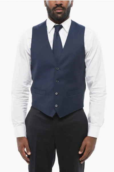 Corneliani Cc Collection 4 Buttond Reset Wool Vest