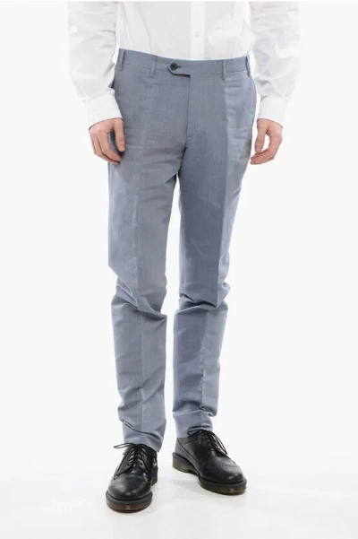 Corneliani Cc Collection 4-pocketed Pique Cotton Pants In Blue