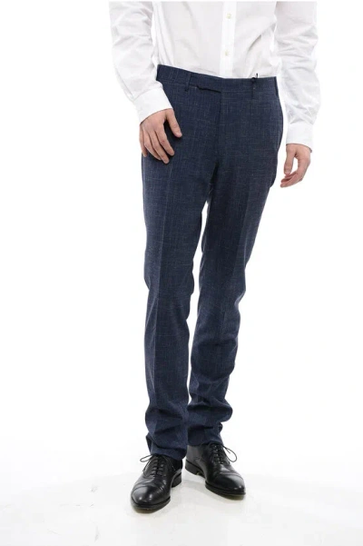 Corneliani Cc Collection 4-pocketed Right Silk Blend Pants In Blue