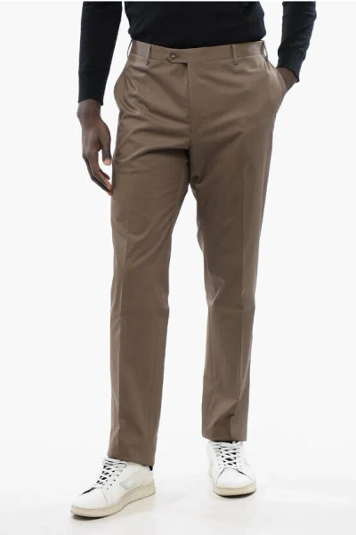 Corneliani Cc Collection 4-pocketed Stretch Cotton Pants In Brown