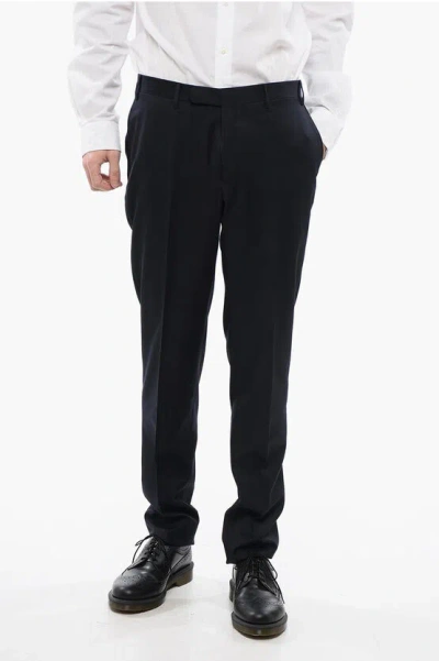 Corneliani Cc Collection 4-pocketed Virgin Wool Pants With Belt Loops In Black
