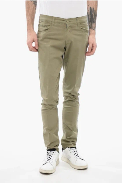 Corneliani Cc Collection 5-pocketed Stretch Cotton Pants In Green