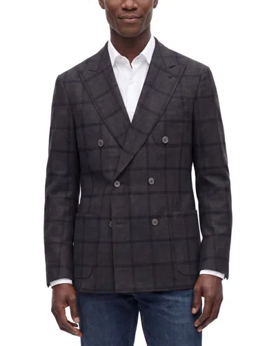 Corneliani Cc Collection Academy Soft Windowpane Wool & Mohair-blend Blazer In Gray