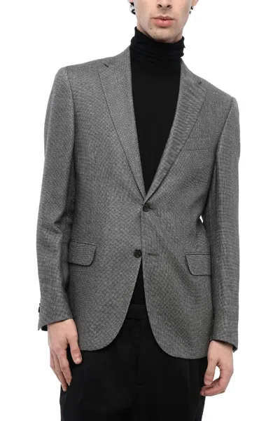 Corneliani Cc Collection Bird's Eye Cashmere Blend Single-breasted Blaz In Grey