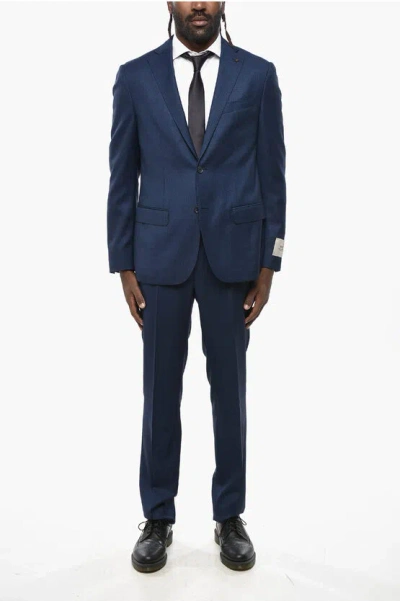 Corneliani Cc Collection Bird's Eye Virgin Wool Suit In Blue