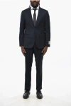 Corneliani Cc Collection Bird's Eye Virgin Wool Suit With Flap Pockets In Blue