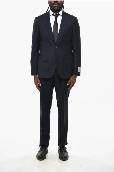 Corneliani Cc Collection Bird's Eye Virgin Wool Suit With Flap Pockets In Blue