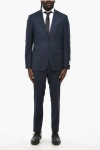 Corneliani Cc Collection Bird's Eye Virgin Wool Suit With Flap Pockets In Blue