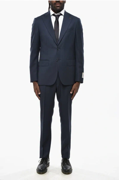 Corneliani Cc Collection Bird's Eye Virgin Wool Suit With Flap Pockets In Blue