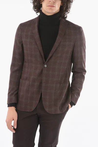 Corneliani Cc Collection Blazer Windowpane Check In Red