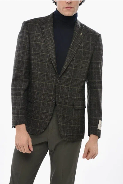 Corneliani Cc Collection Check Right 2 Button Blazer With Breast Pocket In Gray
