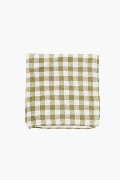 Corneliani Cc Collection Checked Silk Pocket Square In Green