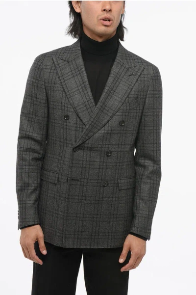 Corneliani Cc Collection Checkered Motif Wool Reward Double Breasted Bl