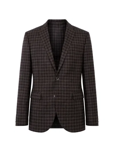 Corneliani Cc Collection Check-pattern Blazer In Brown