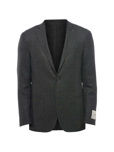 Corneliani Cc Collection Check-pattern Blazer In Gray