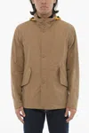 Corneliani Cc Collection Contrasting-hooded Windbreaker Jacket In Brown