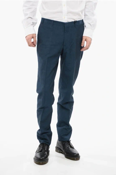 Corneliani Cc Collection Cotton And Linen Blend Reset Pants In Brown