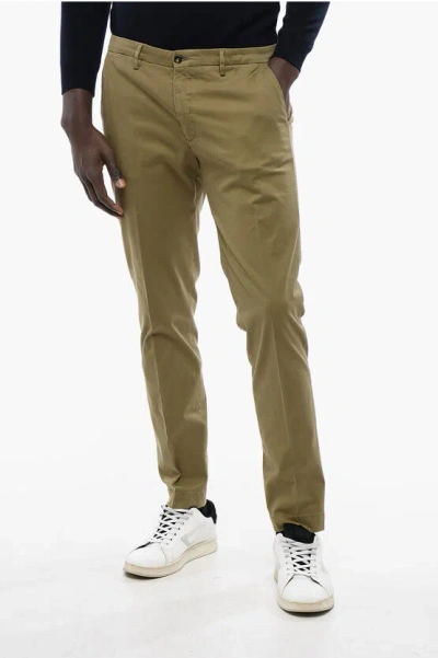 Corneliani Cc Collection Cotton Blend Chinos Pants With Belt Loops In Brown