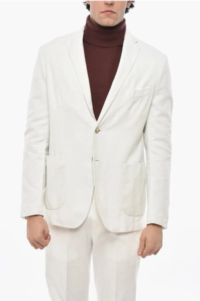 Corneliani Cc Collection Cotton Blend Side Vents Notch Lapel Blazer Grösse 50 In White