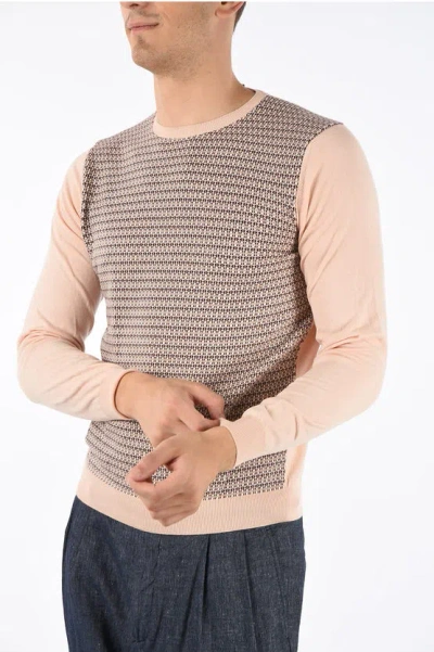 Corneliani Cc Collection Cotton Jacquard Sweater In Pink