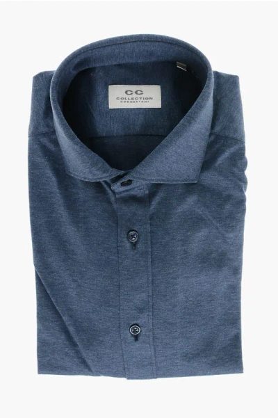 Corneliani Cc Collection Cotton Jersey Shirt With Standard Collar