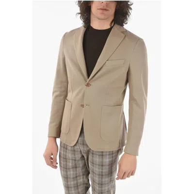 Corneliani Cc Collection Cotton Side Vents 2-button Blazer In Neutral