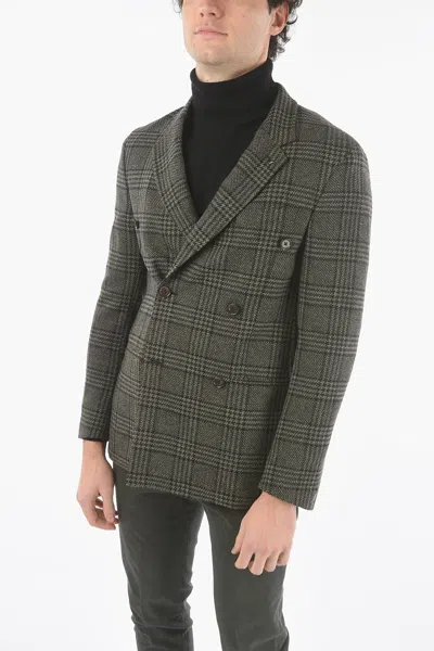 Corneliani Cc Collection District Check Motif Reset Double-breasted Bla In Green