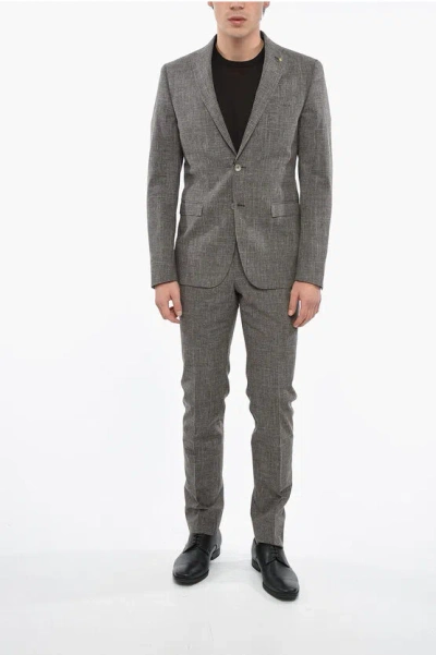 Corneliani Cc Collection District Check Reset Cotton Blend Suit In Gray