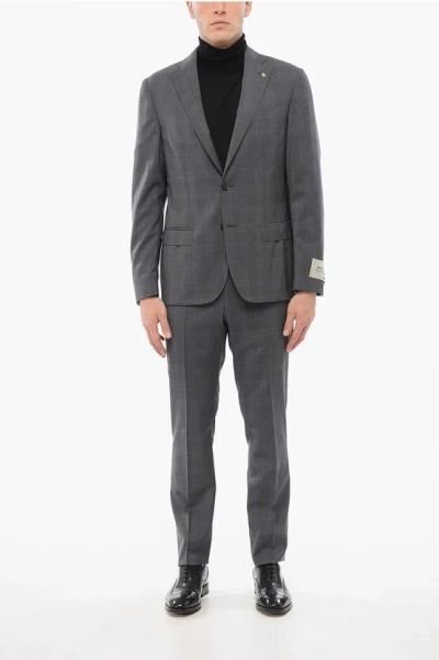 Corneliani Cc Collection District Check Right Virgin Wool Suit In Gray