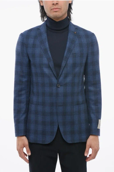 Corneliani Cc Collection District Check Right Wool Blend Blazer