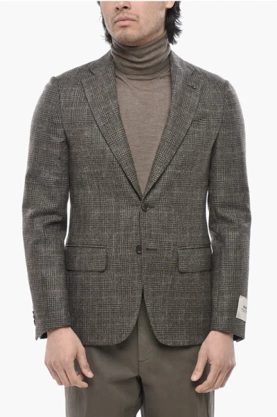 Corneliani Cc Collection District Check Virgin Wool Jacket With Flap Po In Brown
