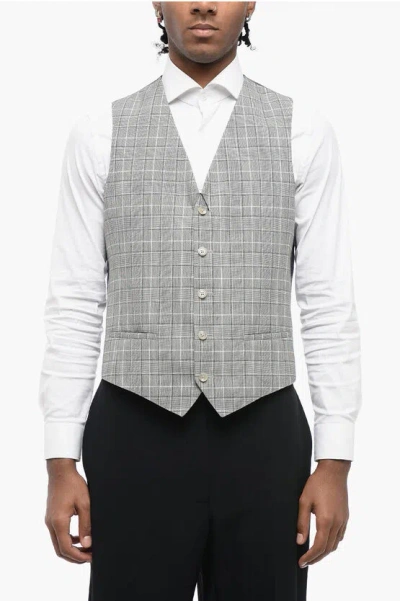 Corneliani Cc Collection District Check Virgin Wool Vest In Grey