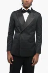 Corneliani Cc Collection Double-breasted Cerim. Reward Jacquard Virgin In Black