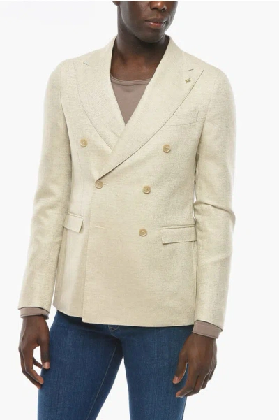 Corneliani Cc Collection Double-breasted Reward Jacquard Blazer In White