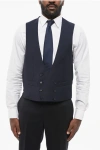 Corneliani Cc Collection Double Breasted Reward Wool Vest In Blue