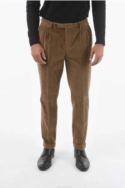 Corneliani Cc Collection Double-pleated Corduroy Pants